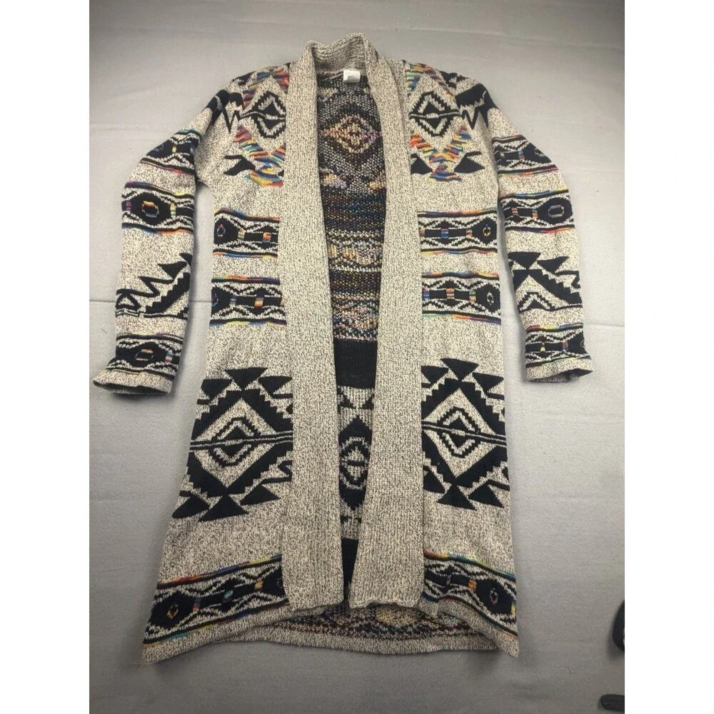 Northern Angel Cardigan Womens Medium Oatmeal Southwestern Aztec Duster EUC XL